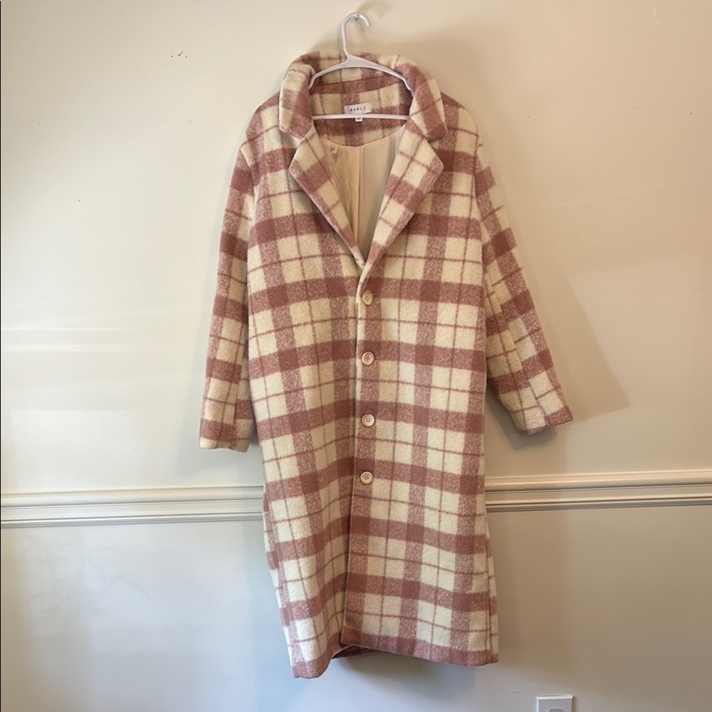 Plaid Women's Coat in Pink and Cream